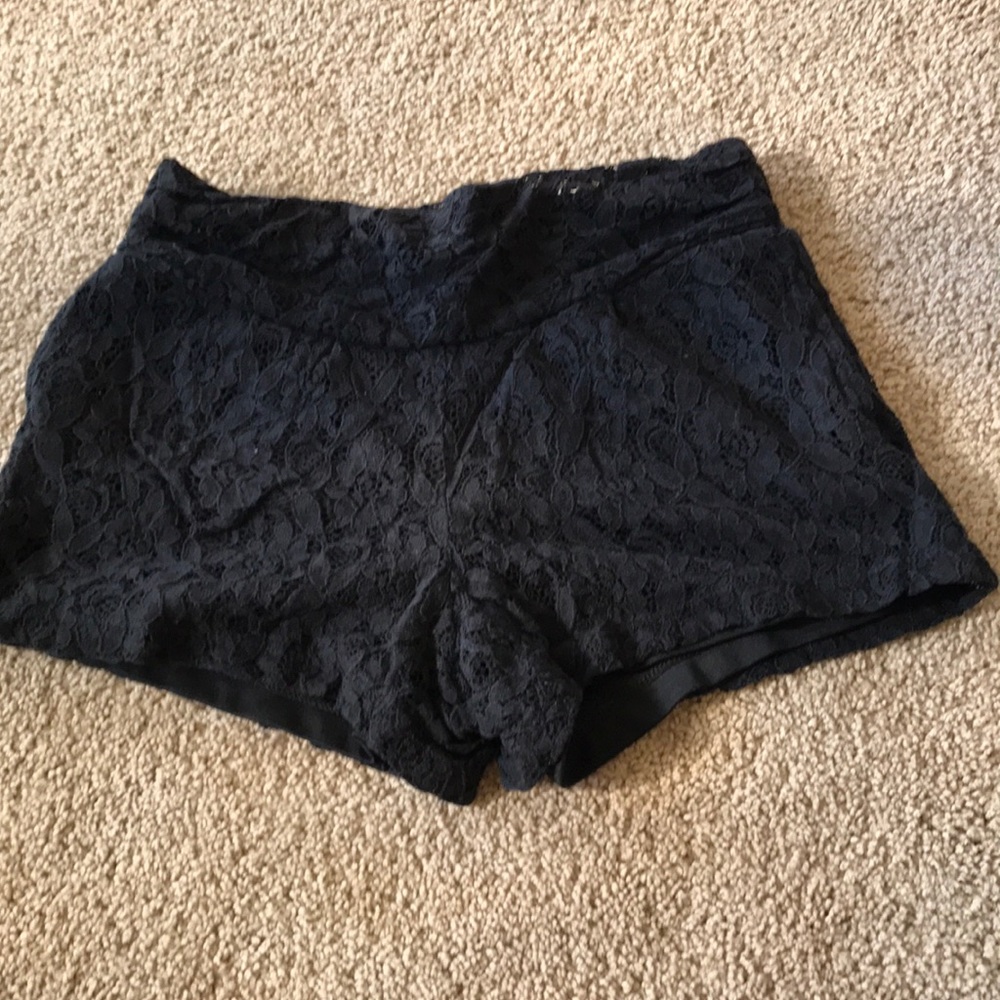 Black laced high waisted shorts